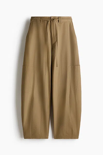 H&m Tie-belt Cargo Pants In Khaki Green