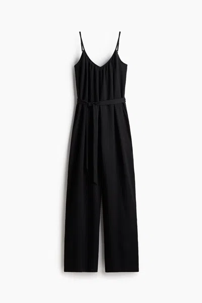 H&m Tie-belt Jumpsuit In Black