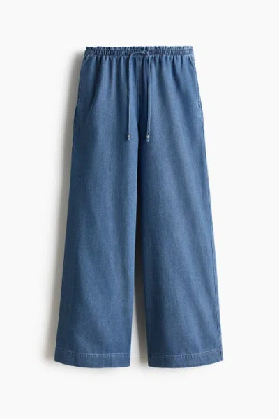 H&m Tie-belt Paper Bag Trousers In Black