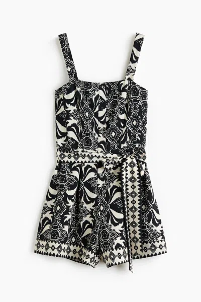 H&m Tie-belt Romper In Black
