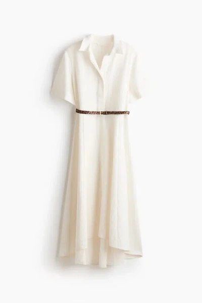 H&m Tie-belt Shirt Dress In Neutral