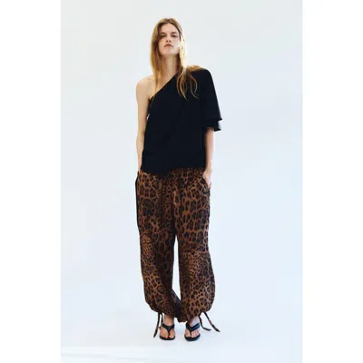 H&m Tie-detail Balloon Trousers In Animal Print