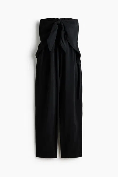H&m Tie-detail Bandeau Jumpsuit In Blue