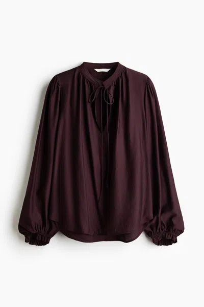 H&m Tie-detail Blouse In Burgundy