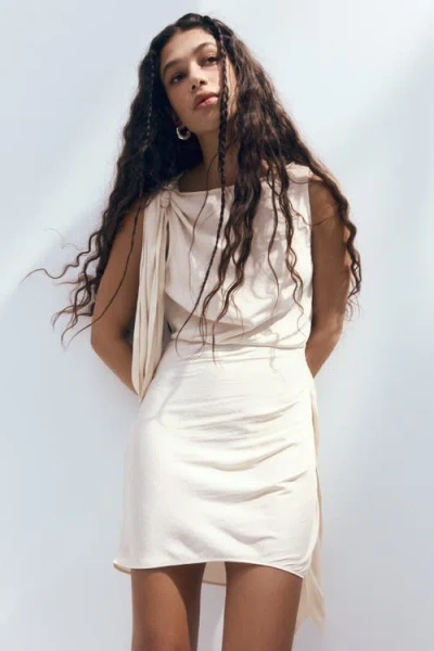 H&m Tie-detail Boat-neck Dress In Neutral