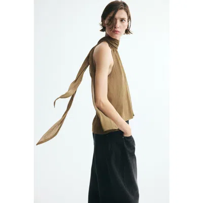 H&m Tie-detail Chiffon Top In Brown