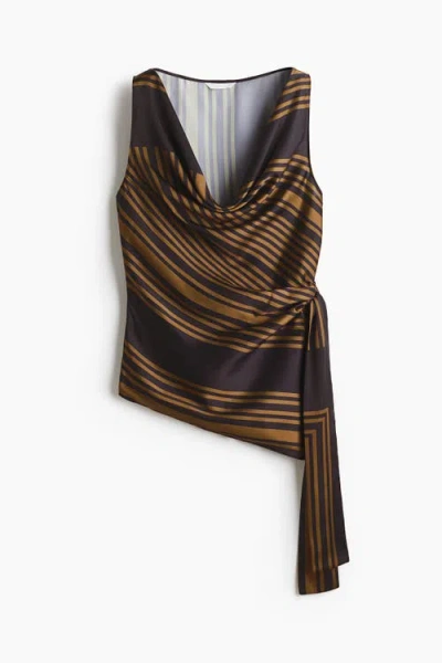 H&m Tie-detail Cowl-neck Top In Gold
