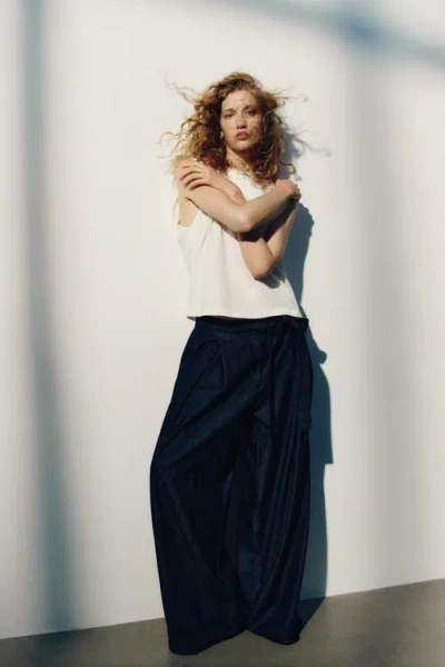 H&m Tie-detail Denim Pants In Black