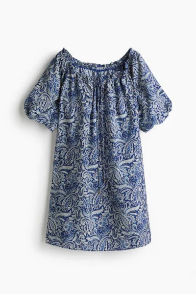 H&m Tie-detail Dress In Blue