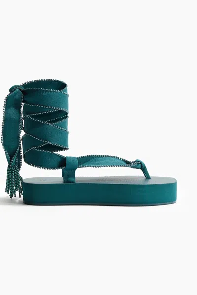 H&m Tie-detail Flatform Flip-flops In Green