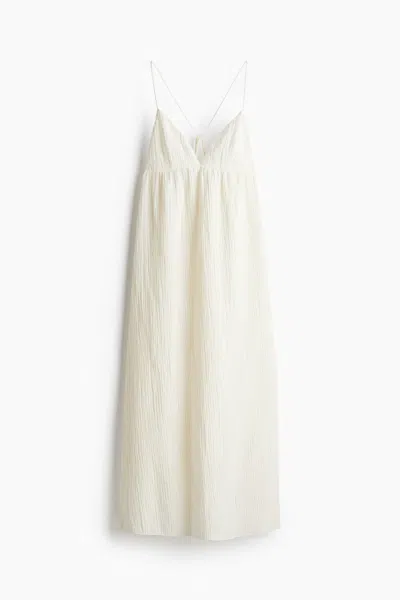 H&m Tie-detail Maxi Dress In Cream