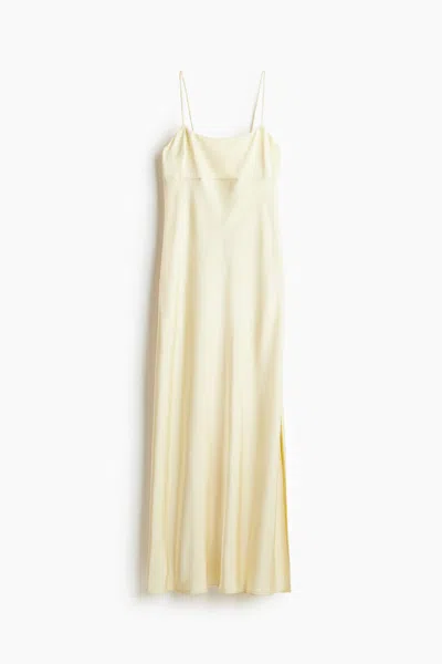 H&m Tie-detail Maxi Dress In Light Yellow