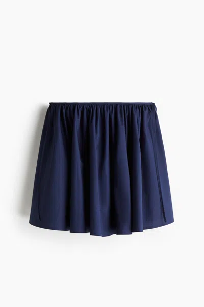 H&m Tie-detail Mini Circle Skirt In Blue