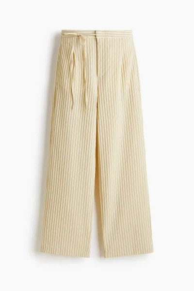 H&m Tie-detail Trousers In Neutral