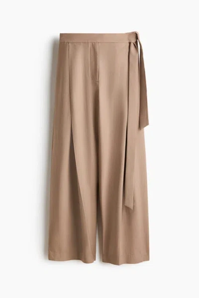 H&m Tie-detail Twill Pants In White