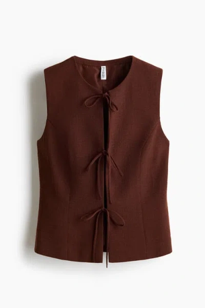 H&m Tie-detail Waistcoat In Brown