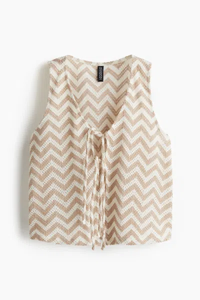 H&m Tie-front Jacquard-knit Vest In Multi