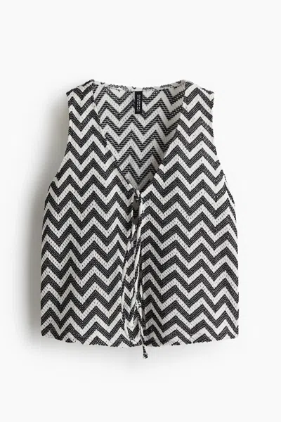 H&m Tie-front Jacquard-knit Vest In Black