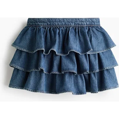 H&m Tiered Denim Skirt In Blue