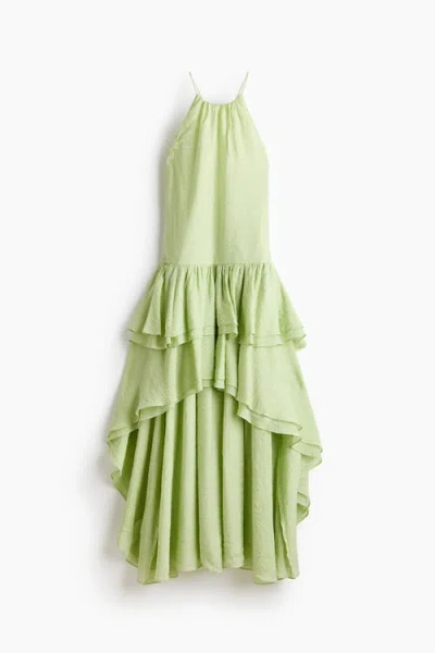 H&m Tiered High-low Dress In Green