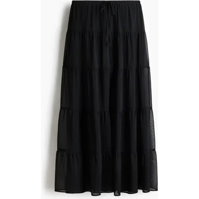 H&m Tiered Maxi Skirt In Black