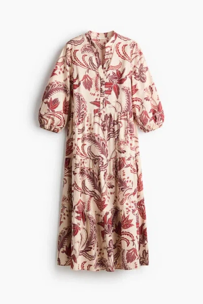H&m Tiered Midi Dress In Brown