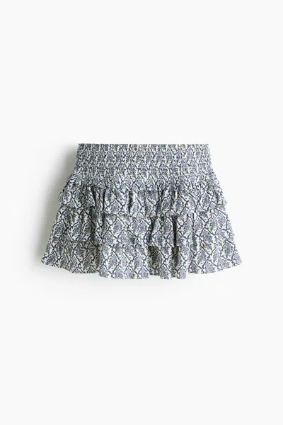 H&m Tiered Viscose Mini Skirt In Black