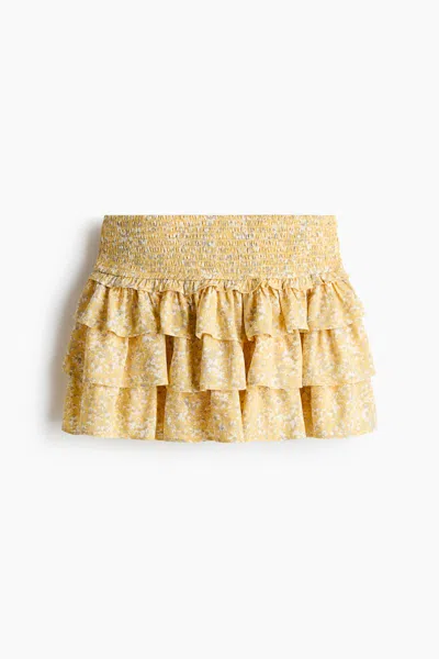 H&m Tiered Viscose Mini Skirt In Yellow