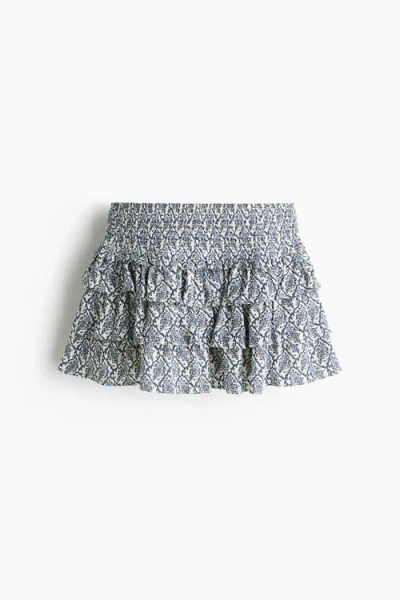 H&m Tiered Viscose Mini Skort In Blue