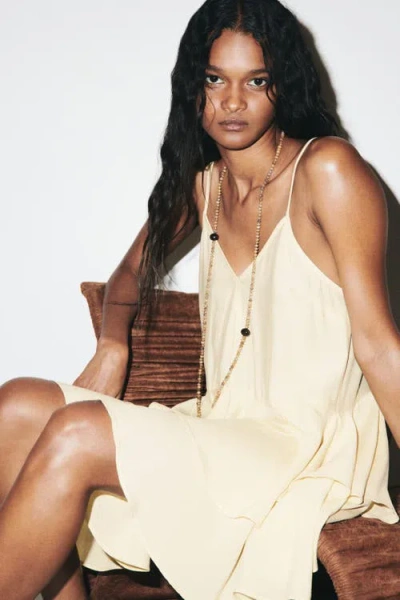 H&m Tiered Viscose-blend Dress In Yellow