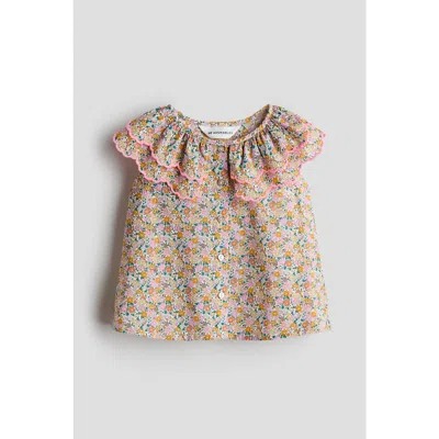 H&m Kids'  Tiered-collar Cotton Blouse In Multi