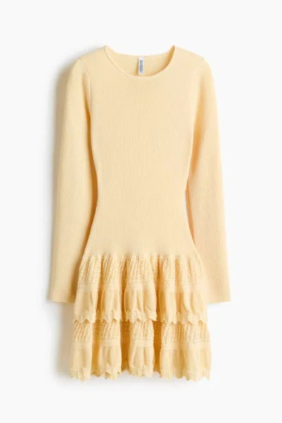 H&m Tiered-skirt Dress In Yellow