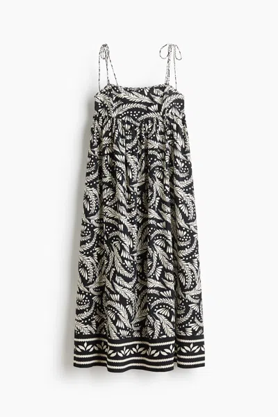 H&m Tie-shoulder-strap Midi Dress In Black