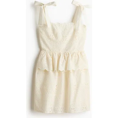H&m Tie-strap Broderie Anglaise Dress In White