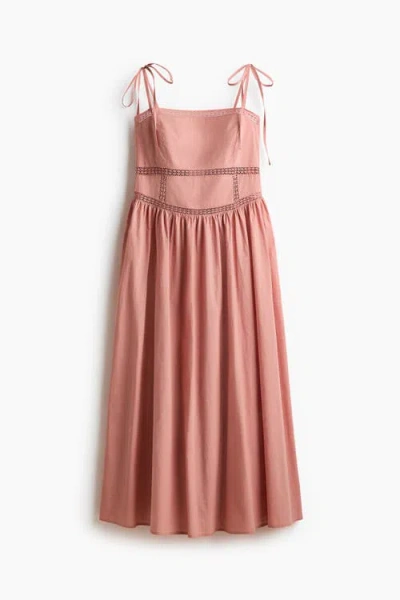 H&m Tie-strap Cotton Dress In Pink