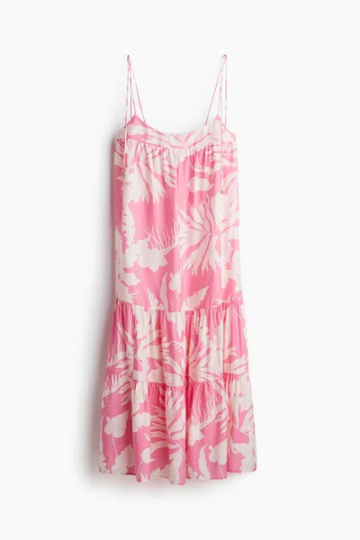 H&m Tie-strap Maxi Dress In Pink/patterned