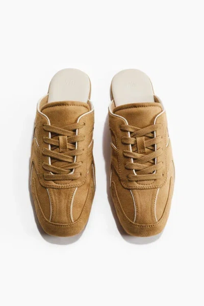 H&m Trainer-style Leather Mules In Brown