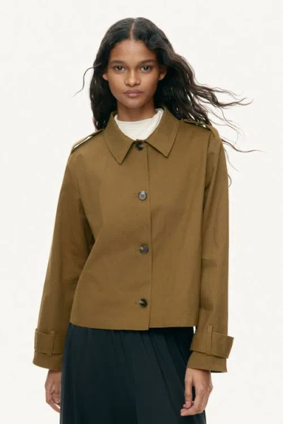 H&m Trench-look Cotton Jacket In Green