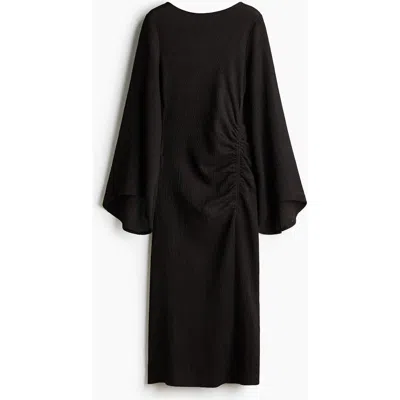 H&m Trumpet-sleeved Jersey Dress In Brown