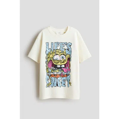 H&m Kids'  T-shirt With Printed Motif In White