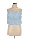 H&m Tube Top Blue Strapless Neckline Tops In Multi