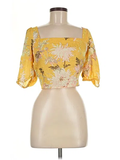Pre-owned H&m Tube Top Yellow Square Neckline Tops