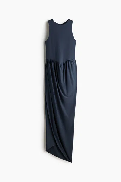 H&m Tulip-skirt Maxi Dress In Navy Blue