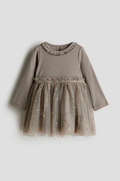 H&m Babies'  Tulle-skirt Dress In Brown