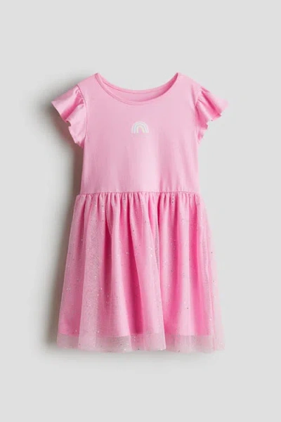 H&m Kids'  Tulle-skirt Jersey Dress In Pink