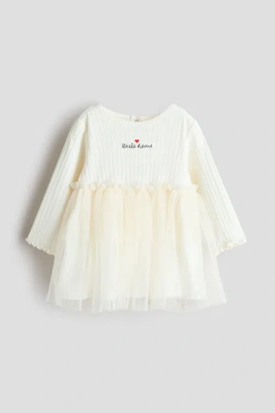 H&m Babies'  Tulle-skirt Pointelle Dress In White