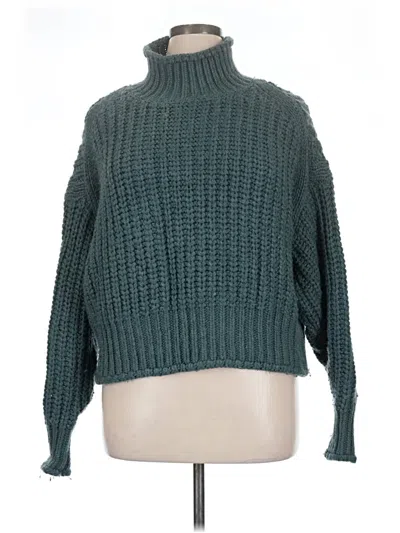 Pre-owned H&m Turtleneck Sweater In Teal