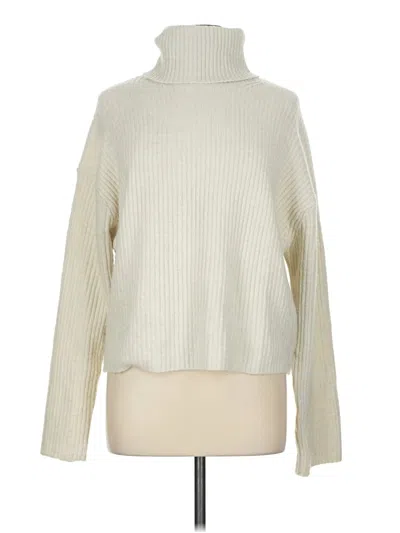 Pre-owned H&m Turtleneck Sweater In White