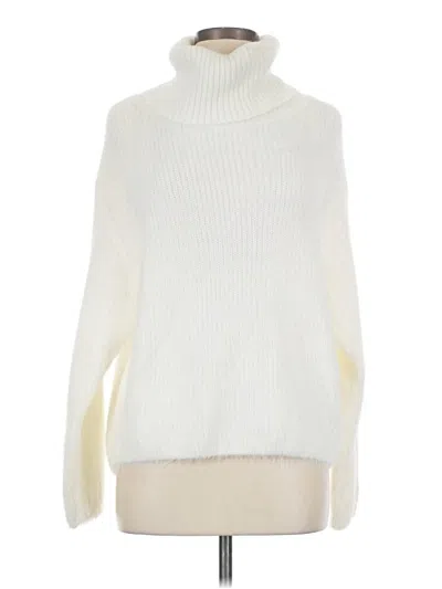 Pre-owned H&m Turtleneck Sweater In White