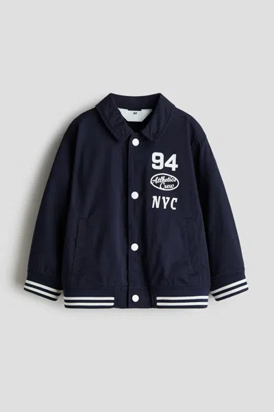 H&m Kids' Twill Baseball Jacket In Blue